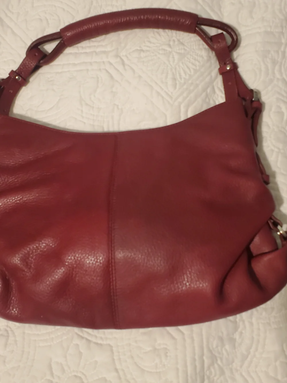 Vtg Nordstrom Red Pebbled Leather Hobo Shoulder Bag Slouchy Crescent Purse Y2K